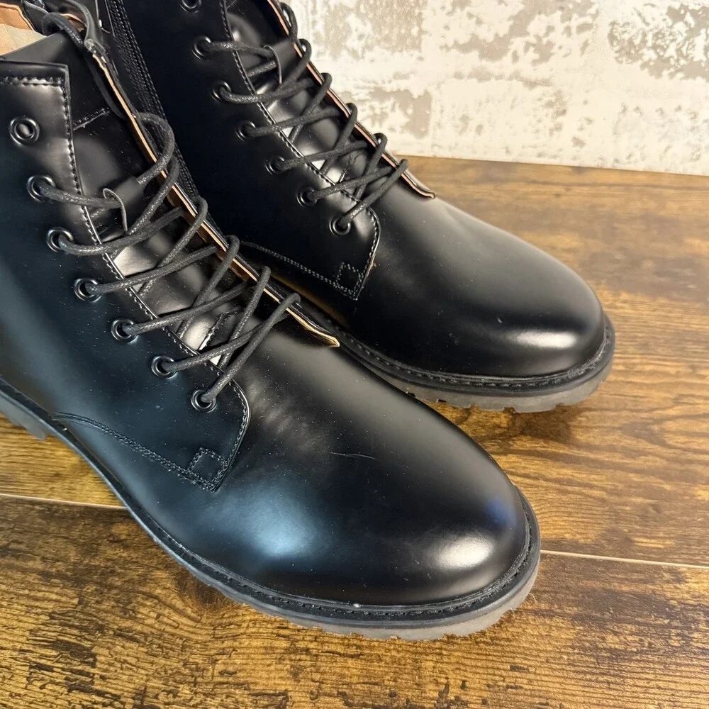 NEW - MADDEN - Mens Combat Boots - Black PU Leather - Size 13 - Picture 3 of 7